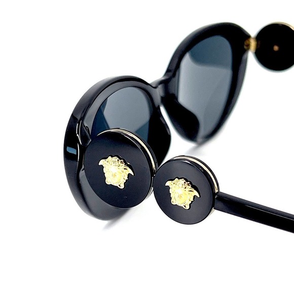 New! Versace Black Sunglasses with Gold Medusa Detail (box and dust cloth). main image 4